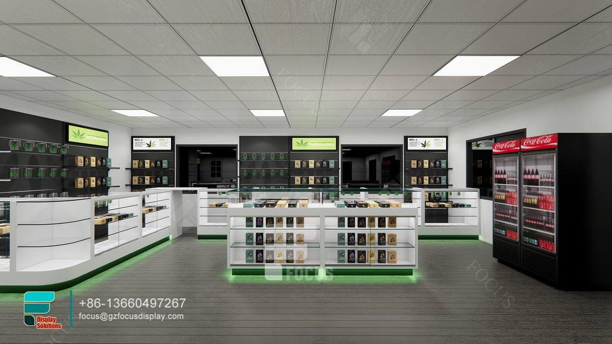 tobacco rack led glass display modern dispensary design