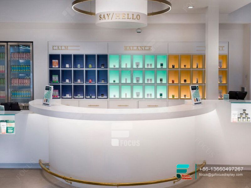 Dispensary Displays Glass Shelves Tobacco Fixtures For Sale