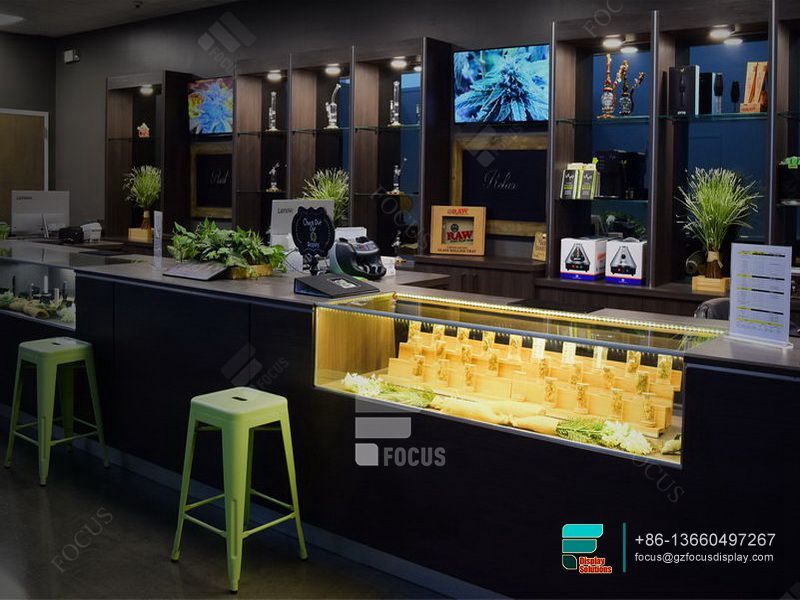 Cigarettes Display Glass Counter Display Tobacco Cabinet