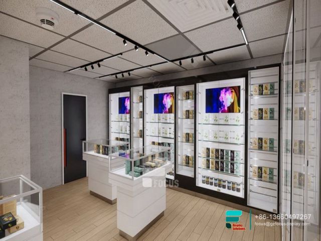 Smoke Shop Shelves Showcases Glass Display Retail Store