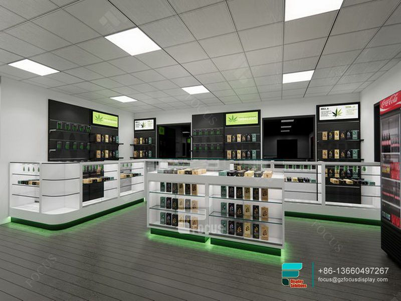 Tobacco Rack LED Glass Display Modern Dispensary Design