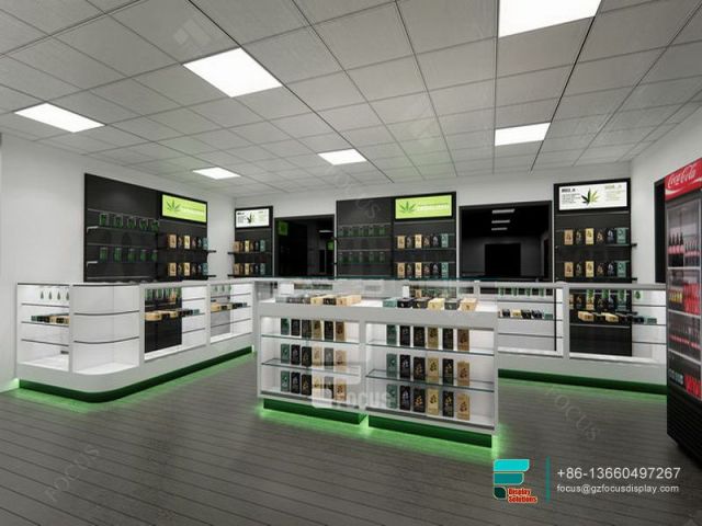 Tobacco Rack LED Glass Display Modern Dispensary Design