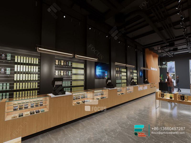 Cigarette Shelves Glass Display Case Tobacco Cabinet