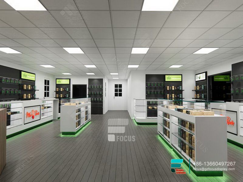 Tobacco Rack LED Glass Display Modern Dispensary Design