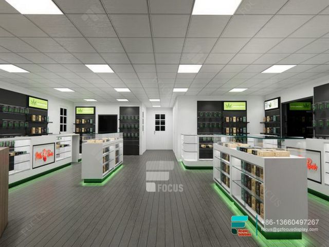 Tobacco Rack LED Glass Display Modern Dispensary Design
