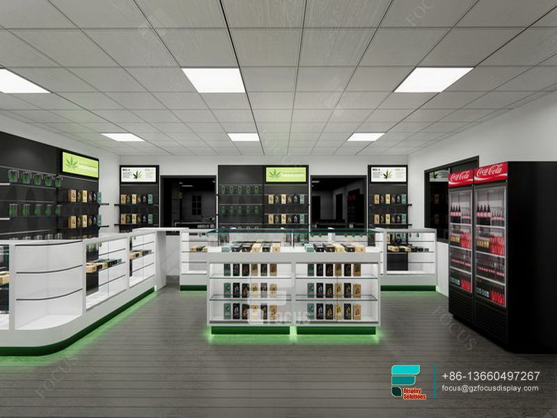 Tobacco Rack LED Glass Display Modern Dispensary Design