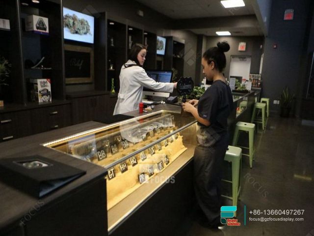 Cigarettes Display Glass Counter Display Tobacco Cabinet