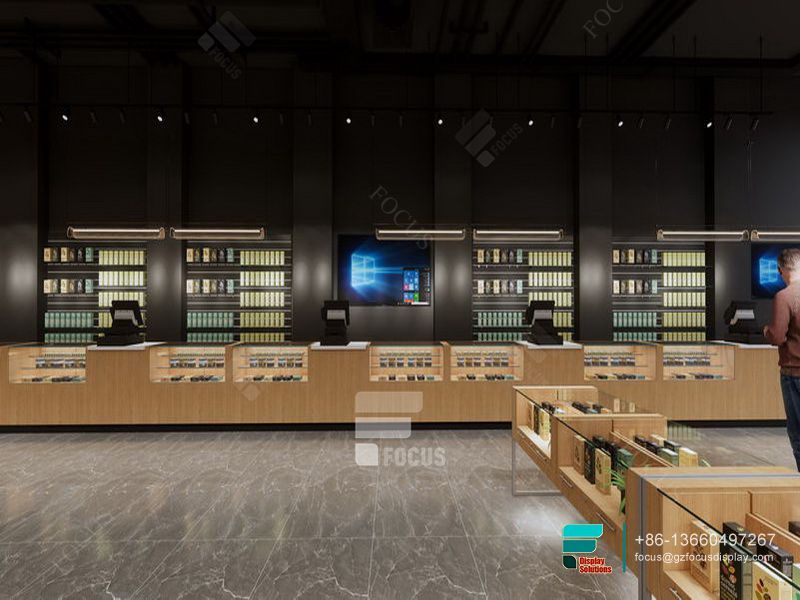 Cigarette Shelves Glass Display Case Tobacco Cabinet