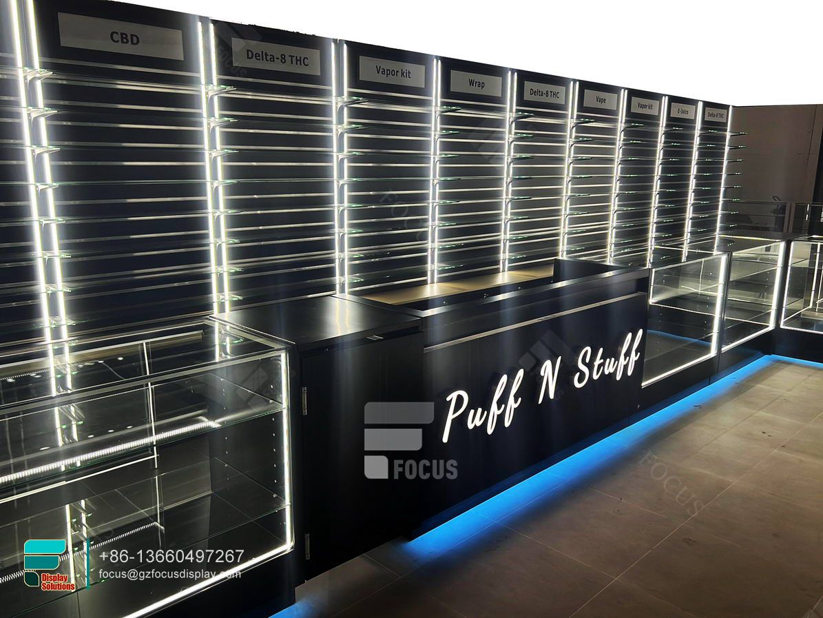 cigarettes racks retail display glass smoke shop shelves