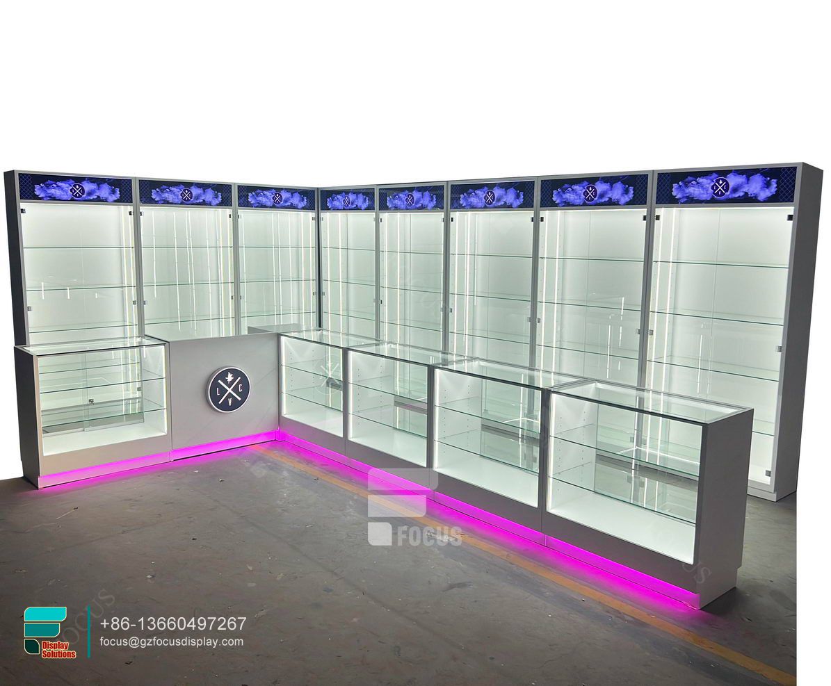 dispensary furniture glass wall showcase tobacco stand