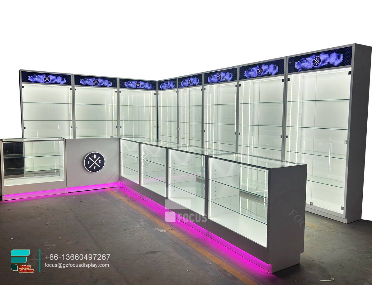 dispensary furniture glass wall showcase tobacco stand