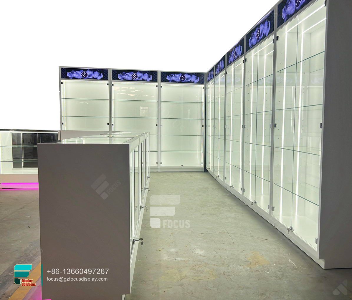 dispensary furniture glass wall showcase tobacco stand