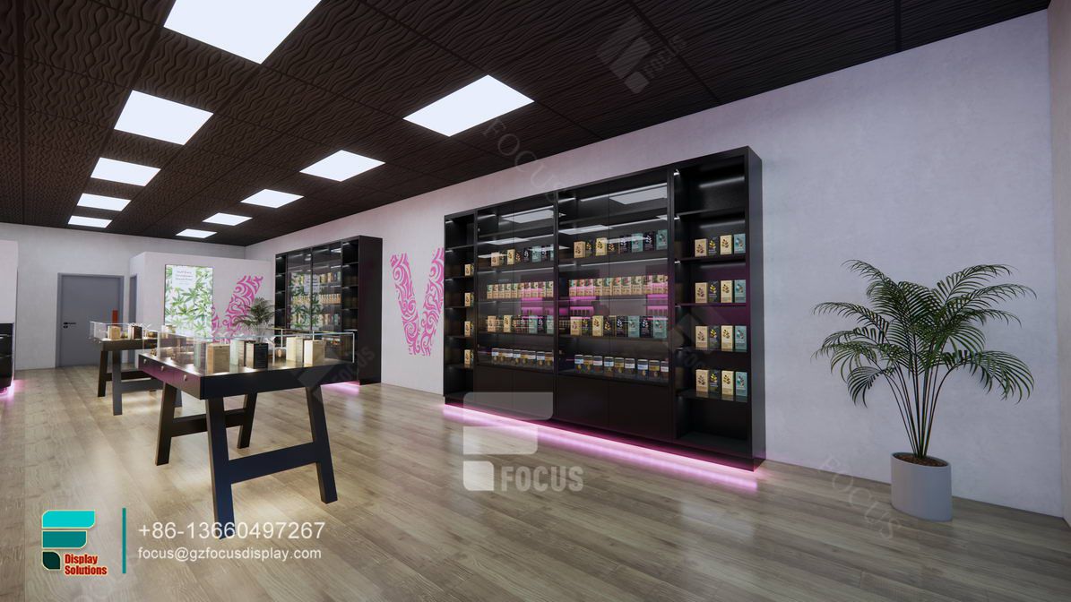 tobacco display case glass showcase led smoke shop counter