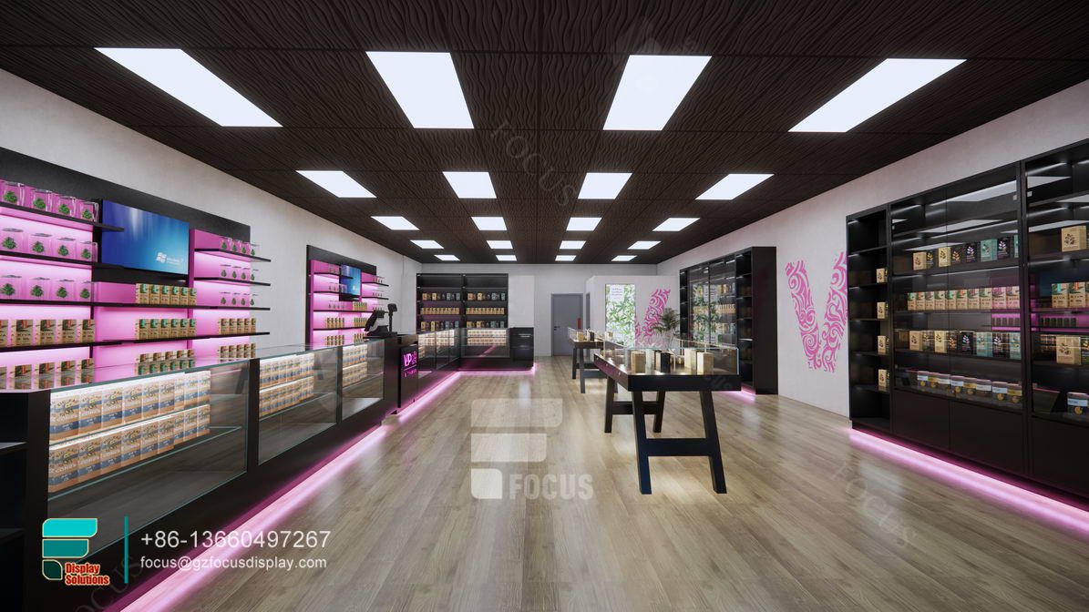 tobacco display case glass showcase led smoke shop counter