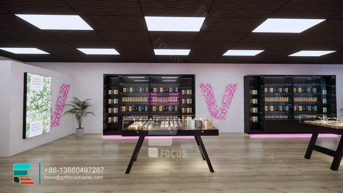 tobacco display case glass showcase led smoke shop counter