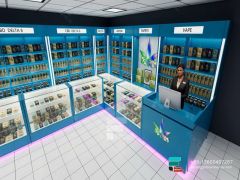 Modern Cigarette Display Cabinet Glass Display Shelves