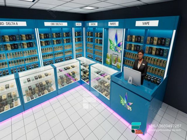 Modern Cigarette Display Cabinet Glass Display Shelves