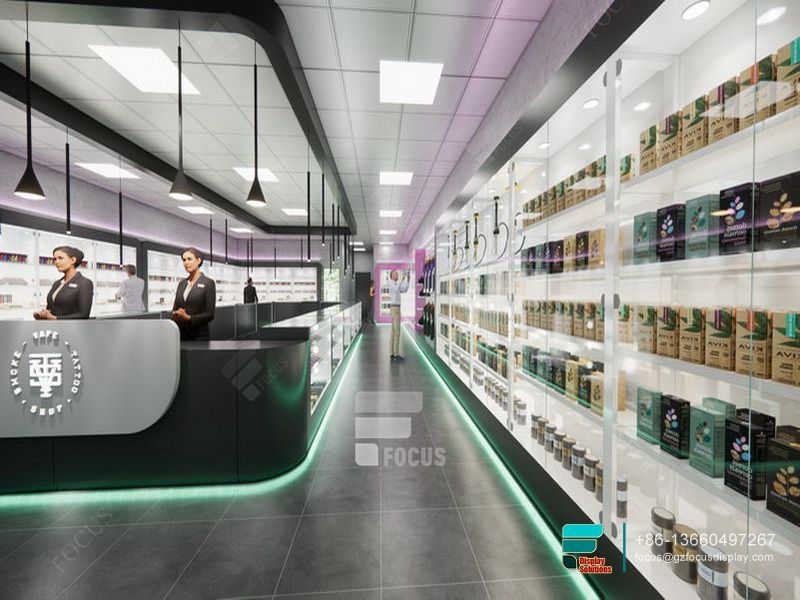 Smoke Shop Displays Shelf Glass Display Cabinet For Sale