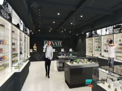 Retail Dispensary Glass Display Shelf Tobacco Stand