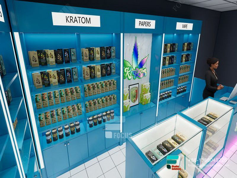 Modern Cigarette Display Cabinet Glass Display Shelves