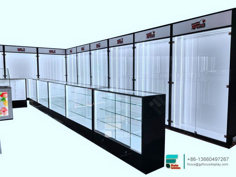 Dispensary Shelves Glass Front Counter Glass Display Cabinet