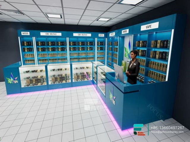 Modern Cigarette Display Cabinet Glass Display Shelves