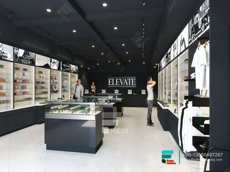 Retail Dispensary Glass Display Shelf Tobacco Stand