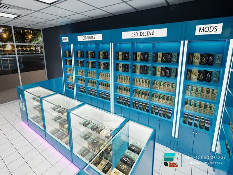 Modern Cigarette Display Cabinet Glass Display Shelves