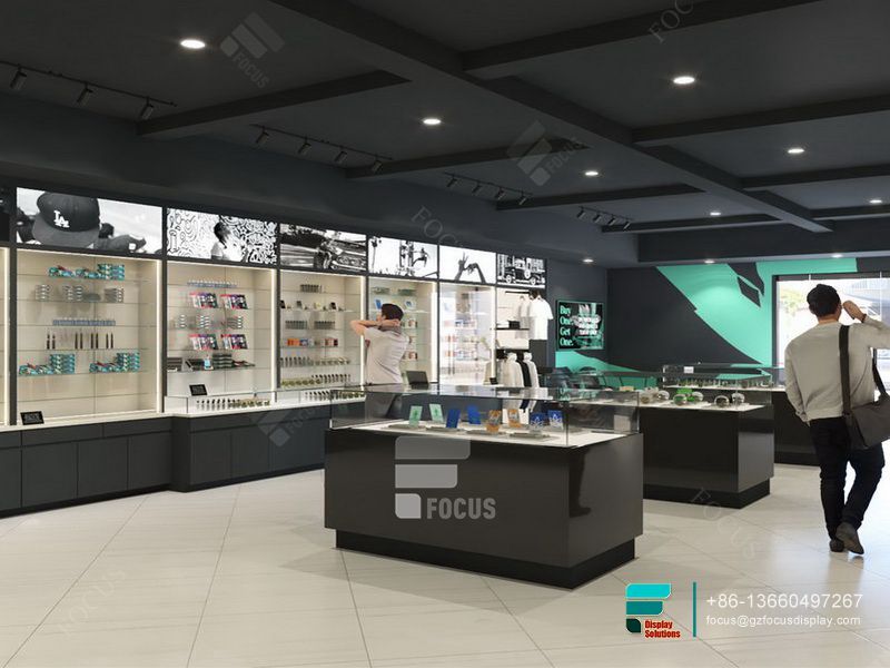 Retail Dispensary Glass Display Shelf Tobacco Stand