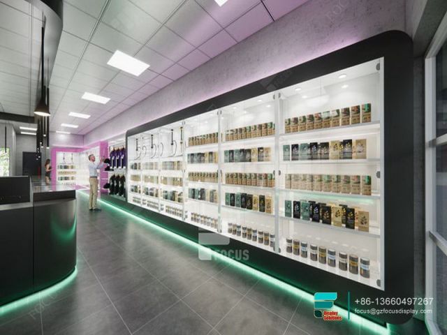 Smoke Shop Displays Shelf Glass Display Cabinet For Sale