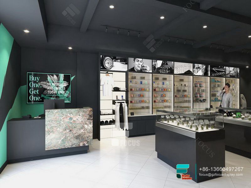 Retail Dispensary Glass Display Shelf Tobacco Stand