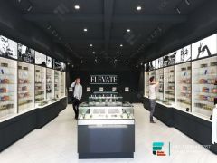 Retail Dispensary Glass Display Shelf Tobacco Stand