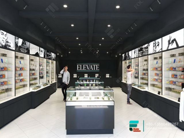 Retail Dispensary Glass Display Shelf Tobacco Stand