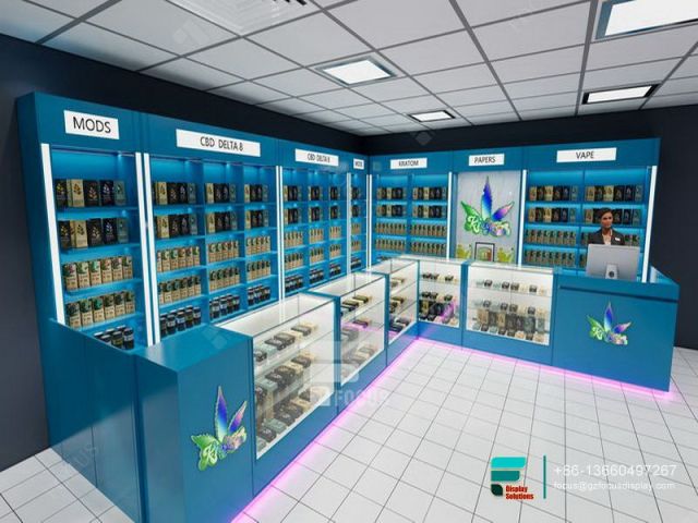 Modern Cigarette Display Cabinet Glass Display Shelves