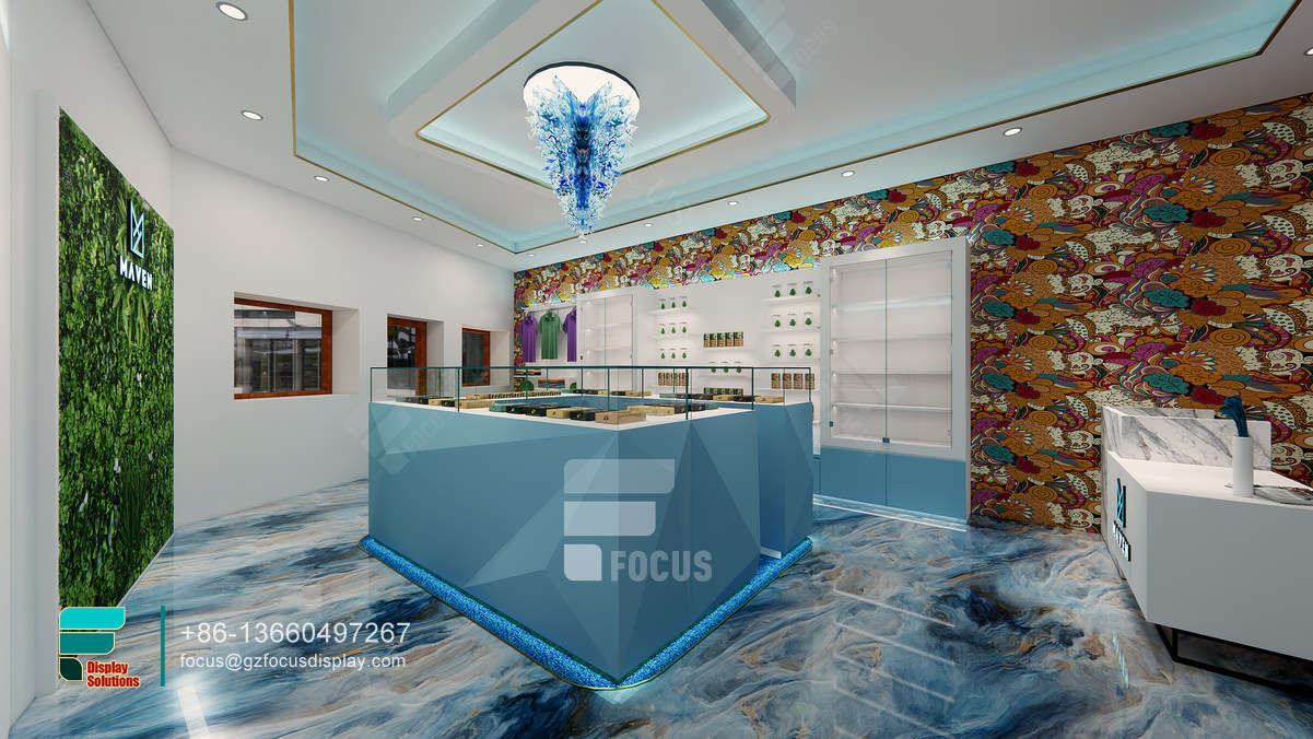 cannabis dispensary display cases tobacco shop design