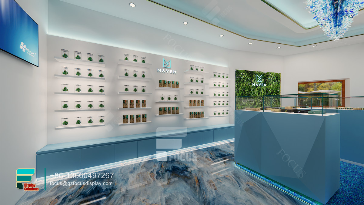 cannabis dispensary display cases tobacco shop design