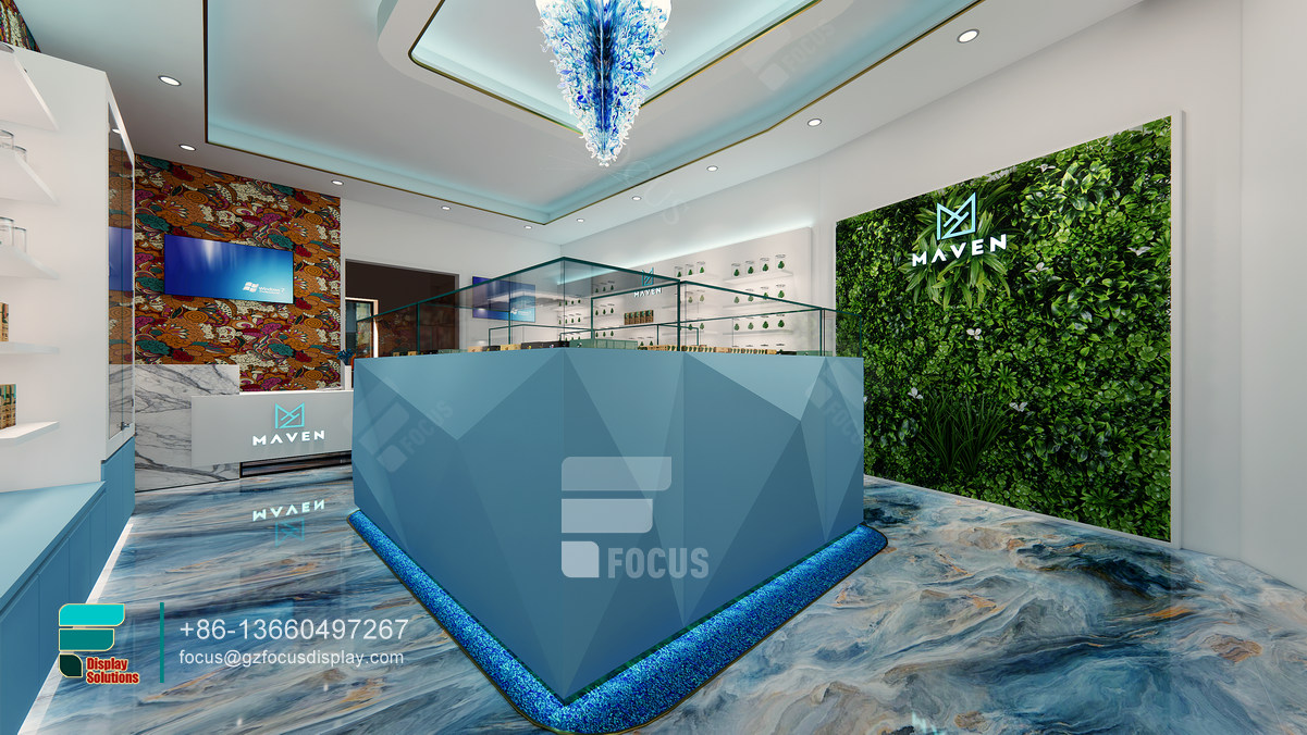 cannabis dispensary display cases tobacco shop design