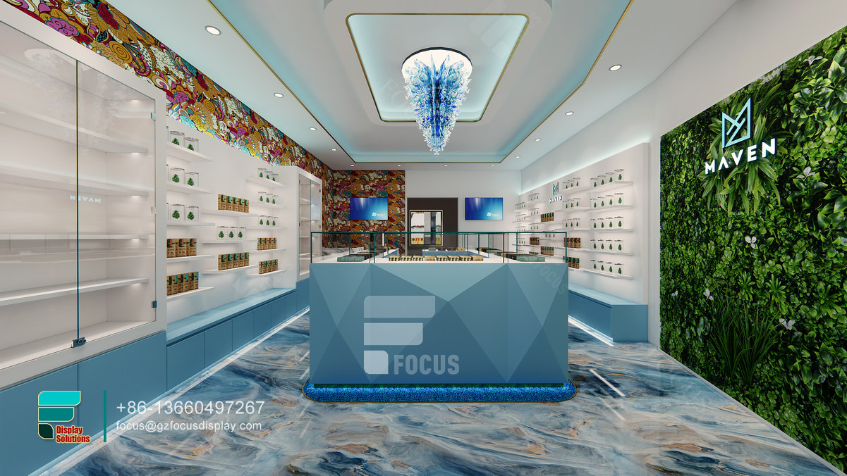 cannabis dispensary display cases tobacco shop design