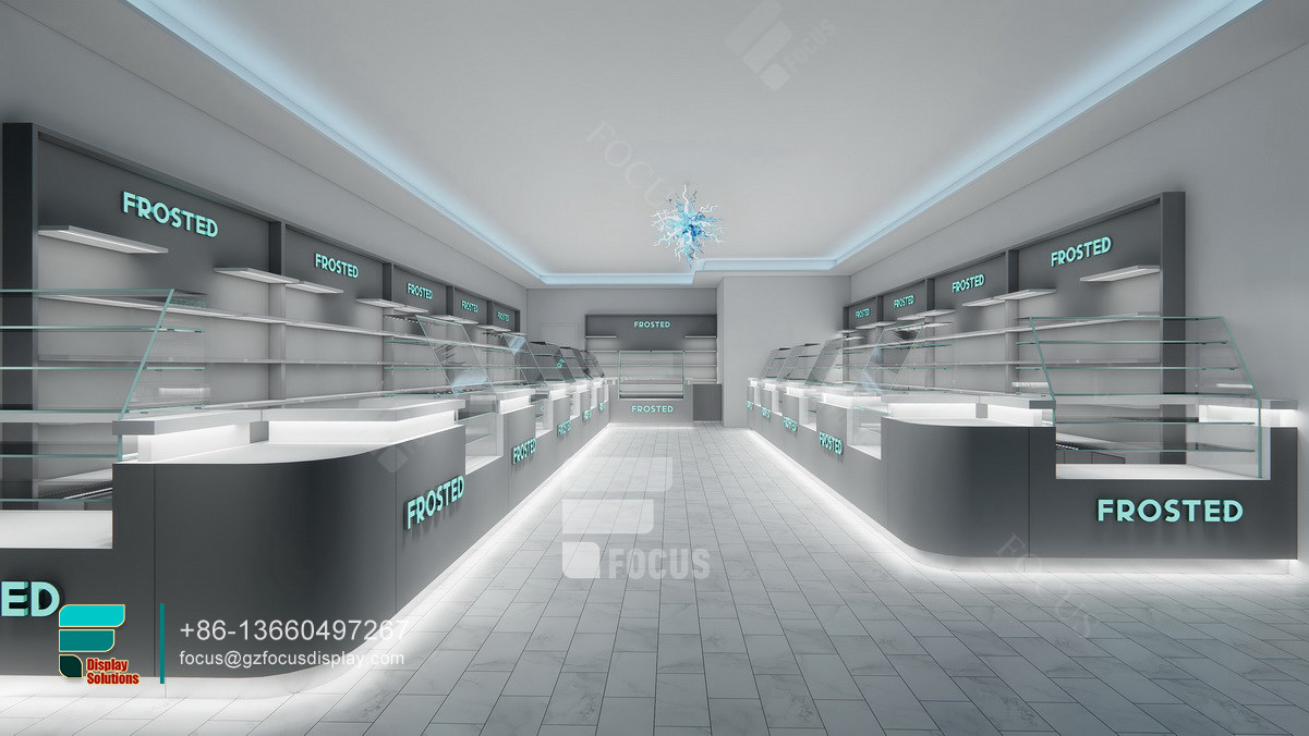 cannabis dispensary interior design glass display cabinet led