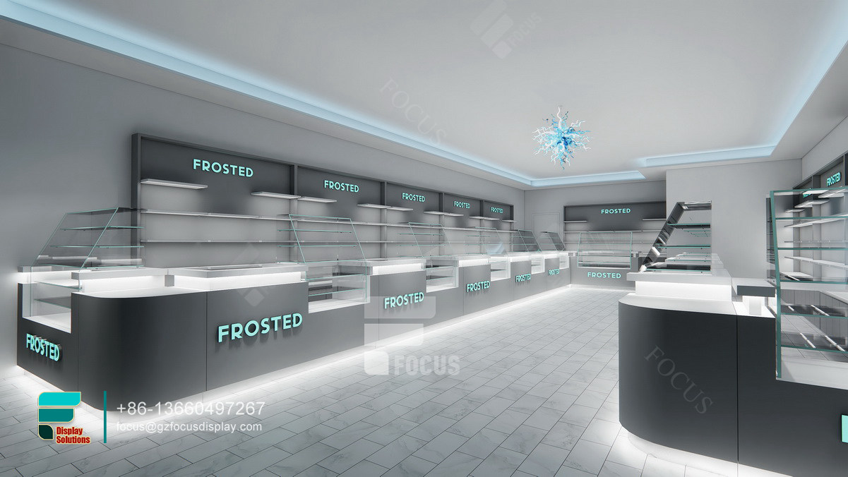 cannabis dispensary interior design glass display cabinet led