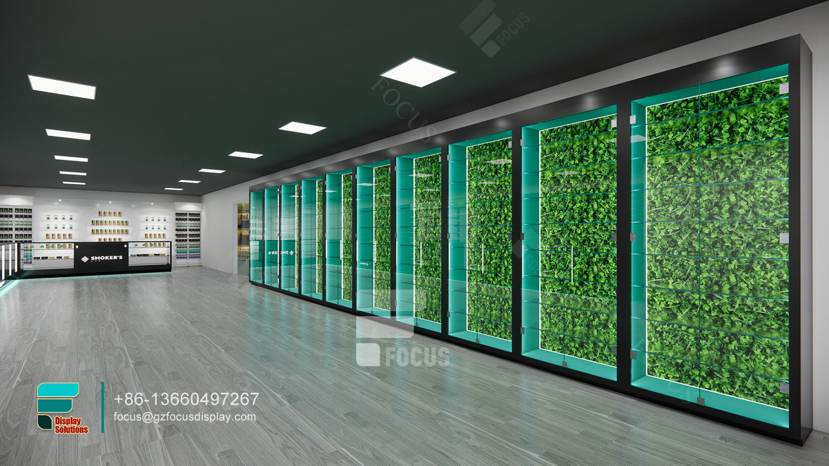 cigarette cabinet glass display cabinet with led lights