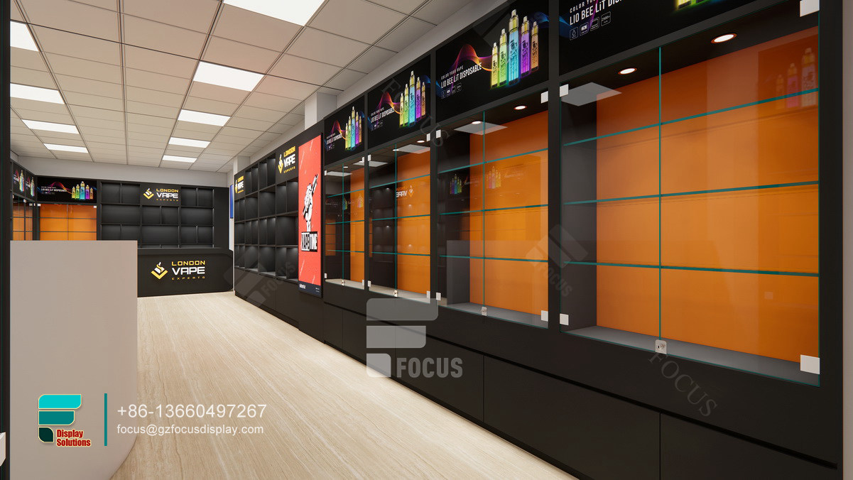 customized cigarette display display wall case glass cabinet