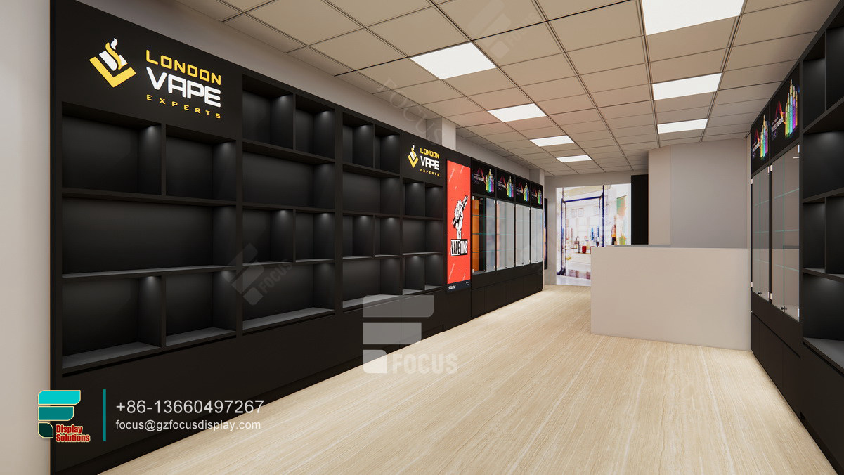 customized cigarette display display wall case glass cabinet