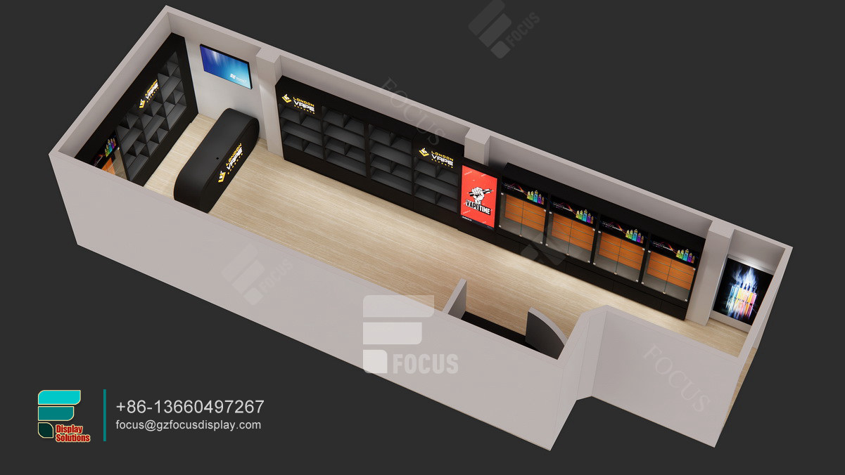 customized cigarette display display wall case glass cabinet