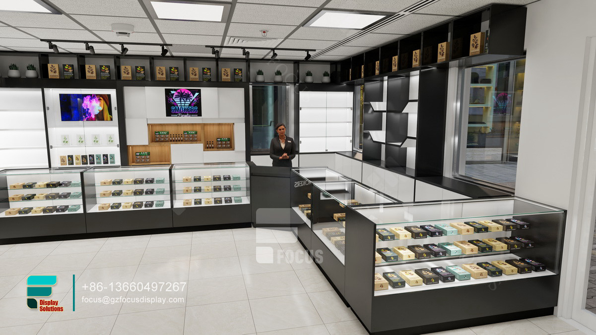 e cigarette display glass wall display vape shop design