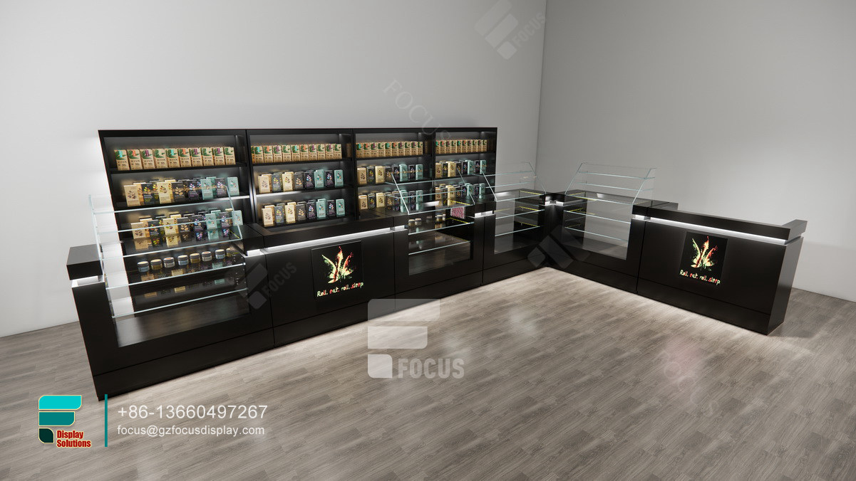 tobacco display glass shelve display smoke shop showcase