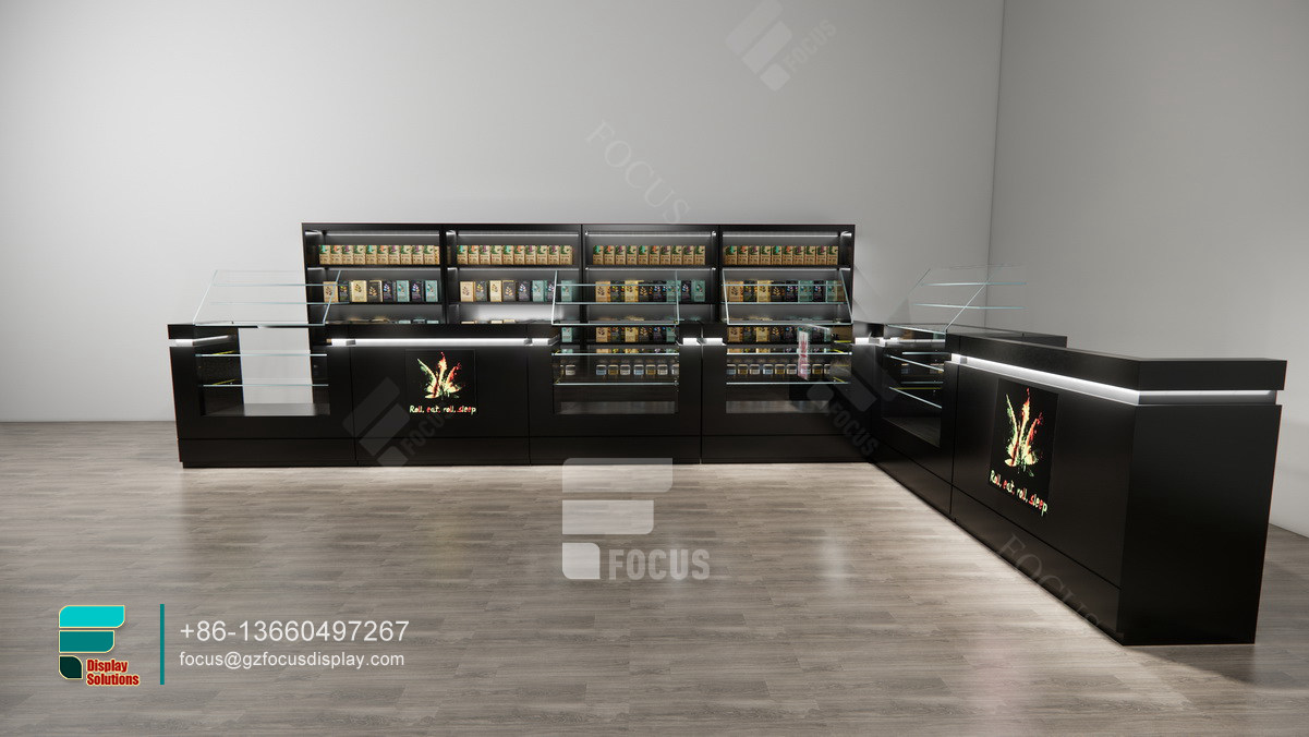 tobacco display glass shelve display smoke shop showcase