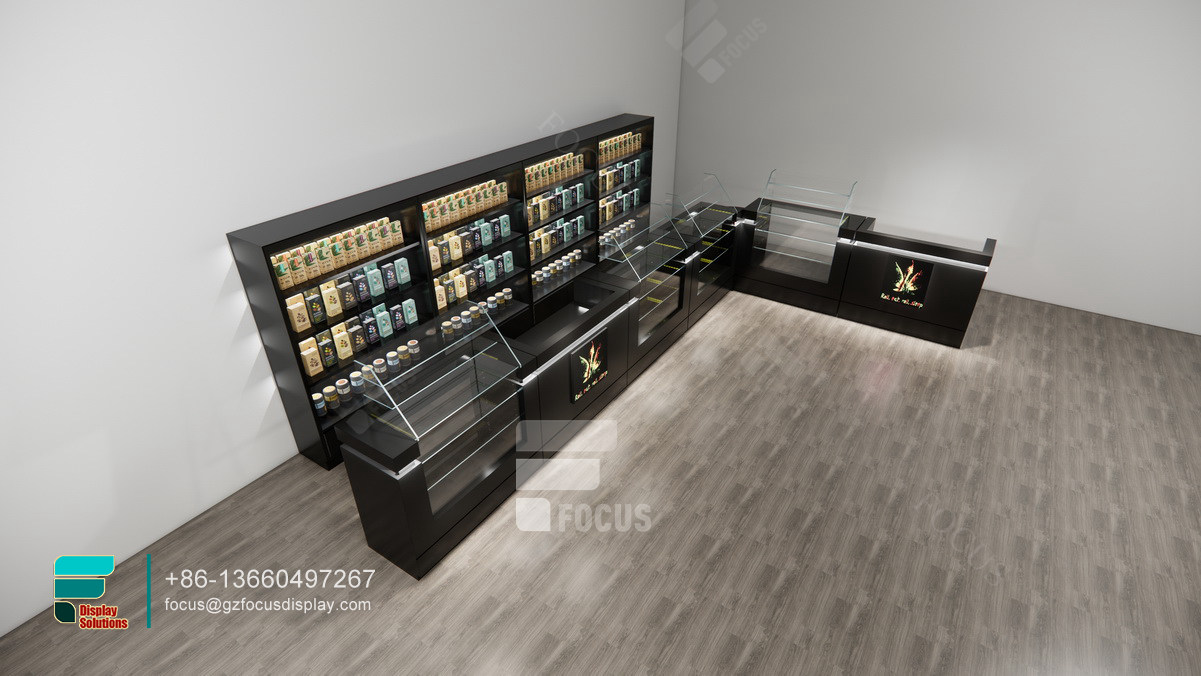 tobacco display glass shelve display smoke shop showcase