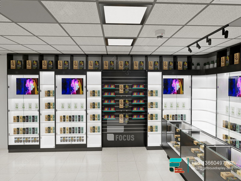 E Cigarette Display Glass Wall Display Vape Shop Design