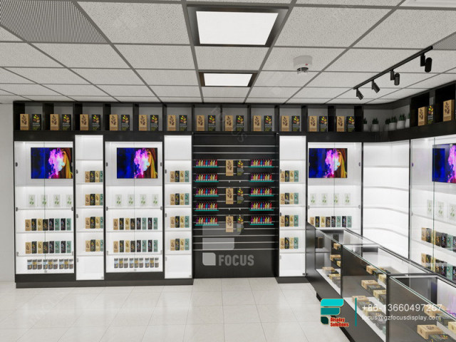 E Cigarette Display Glass Wall Display Vape Shop Design